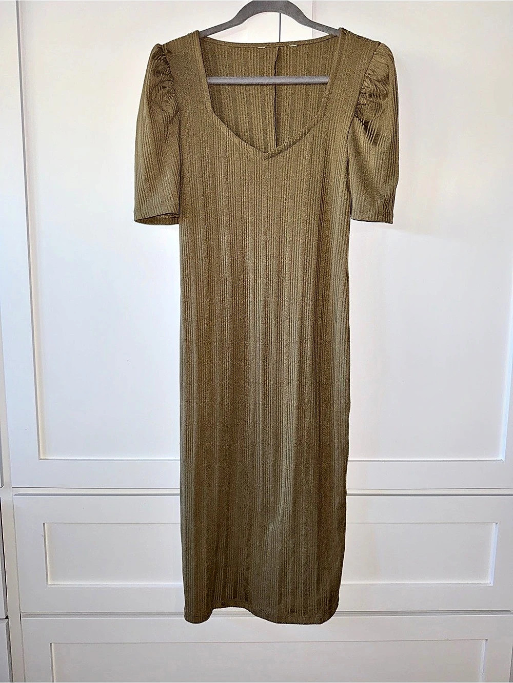 Nine West Ribbed Puff Sleeve Dress